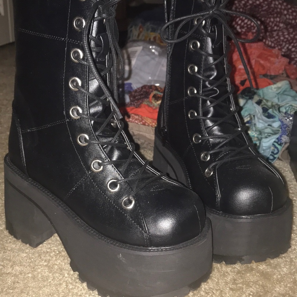 Black gothic rave boots